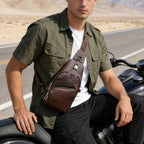 Vintage Bull Triangular Crossbody Bag for Men