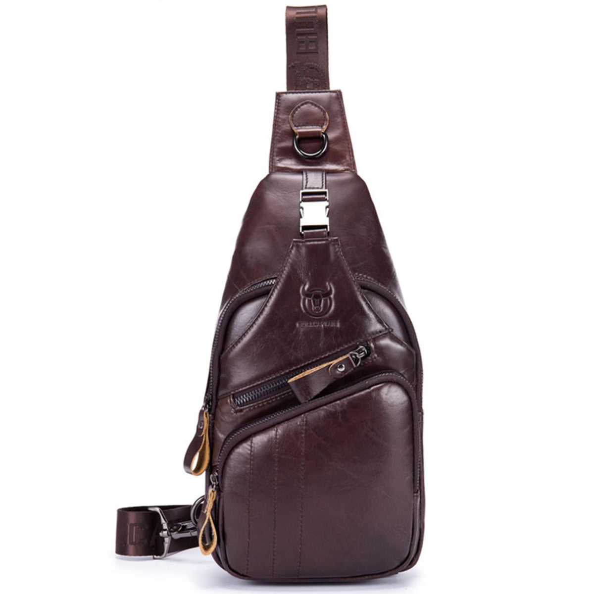 Vintage Bull Triangular Crossbody Bag for Men