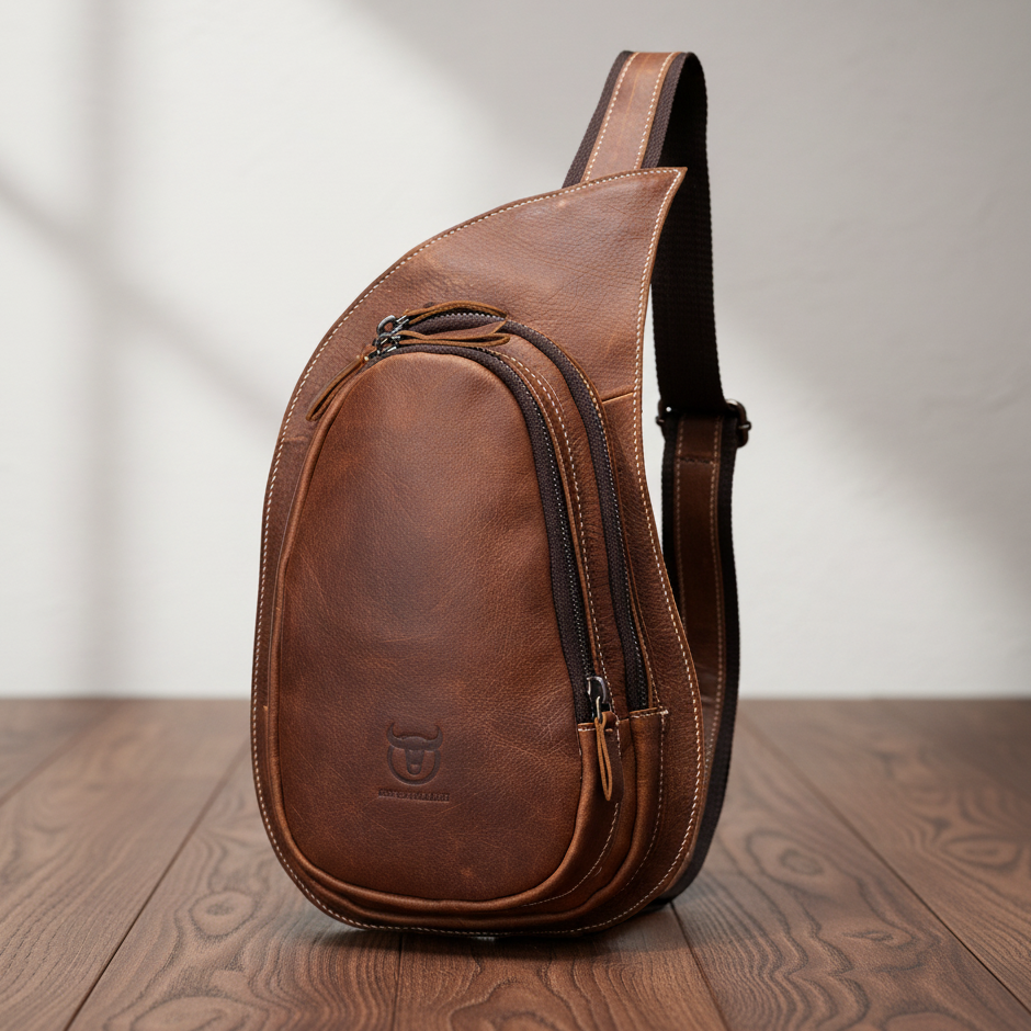 Brackenfield Men's Leather Rounded Crossbody Bag