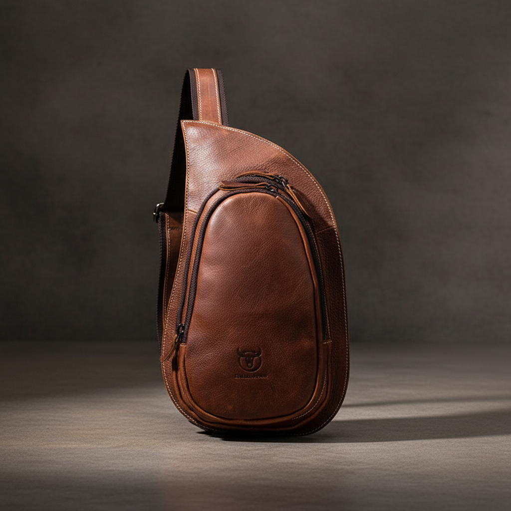 Brackenfield Men's Leather Rounded Crossbody Bag